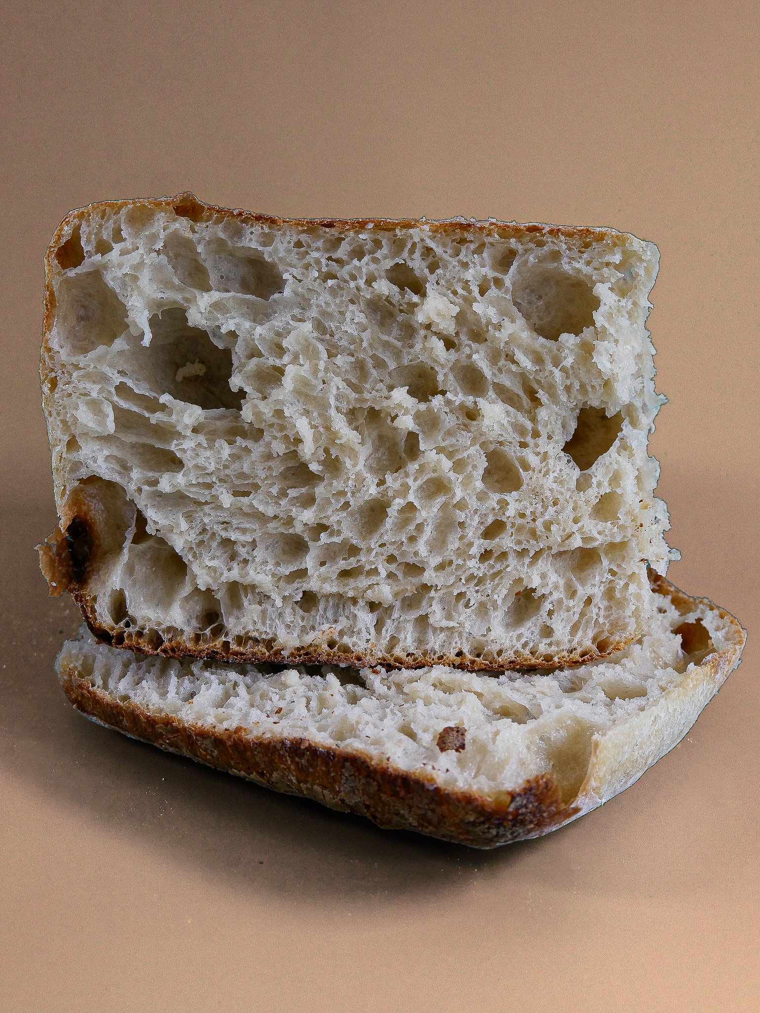 Ciabatta sourdough cut in half