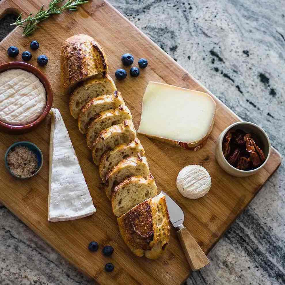 Multigrain sourdough baguette and cheese