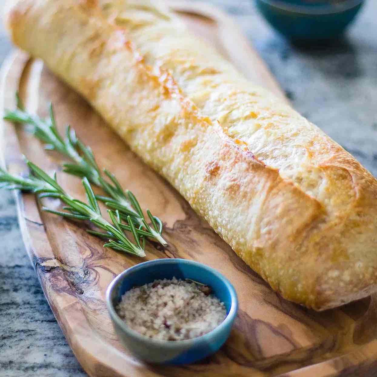traditional baguette with salt