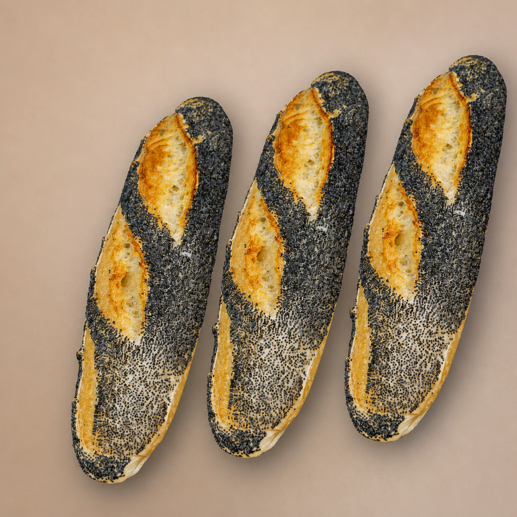 Pack of 3 Sourdough Poppy Seed Baguette