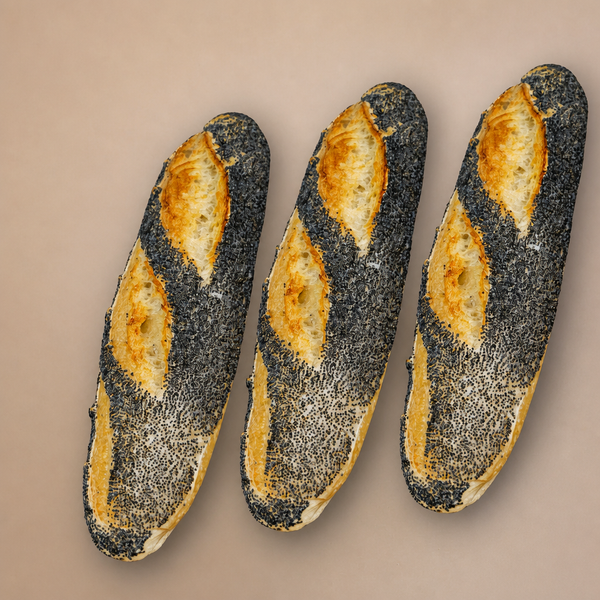 Pack of 3 Sourdough Poppy Seed Baguette