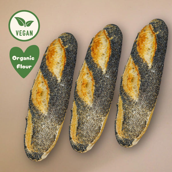 Pack of 3 Sourdough Poppy Seed Baguette