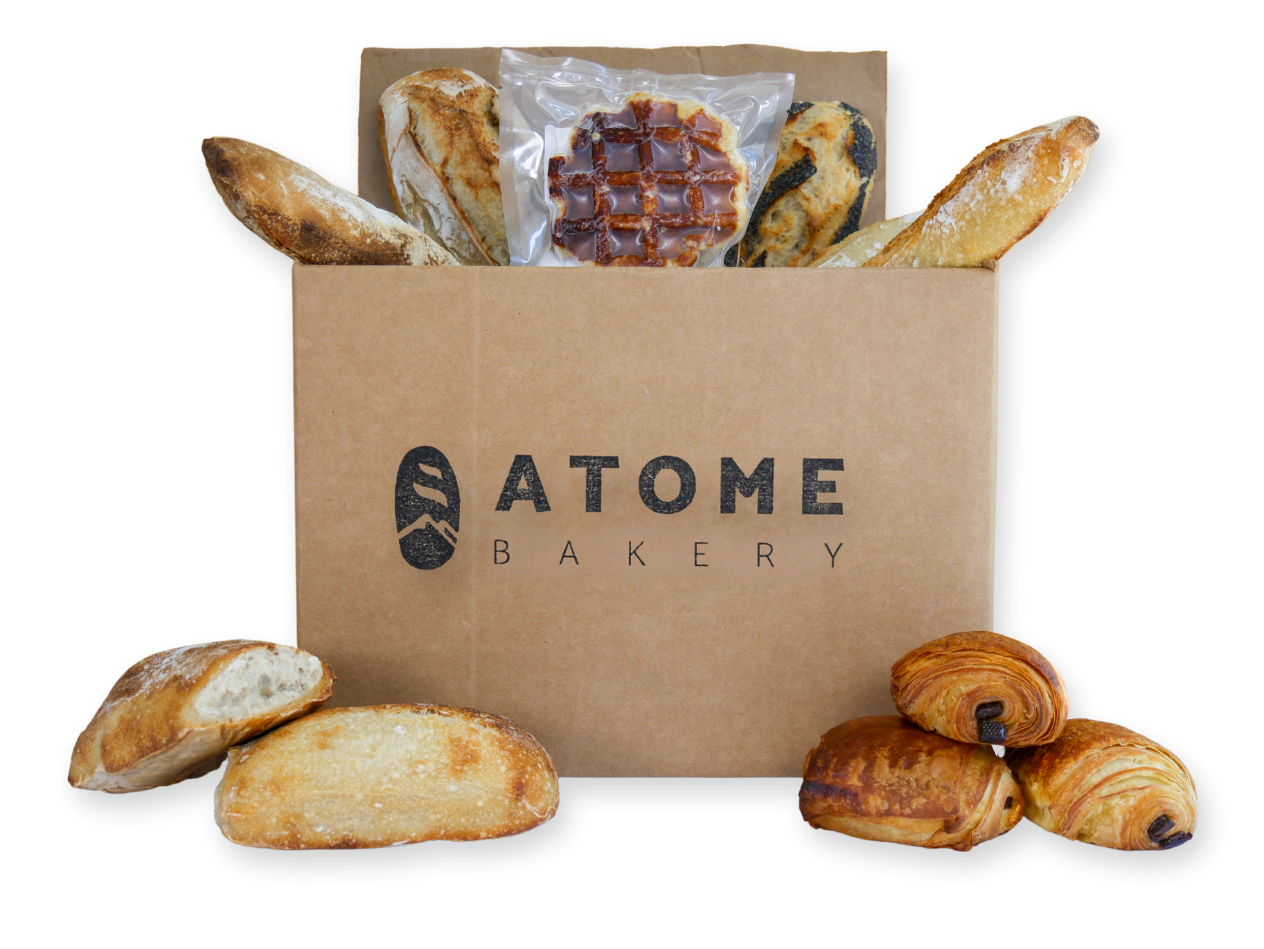 A box with bread and pastries