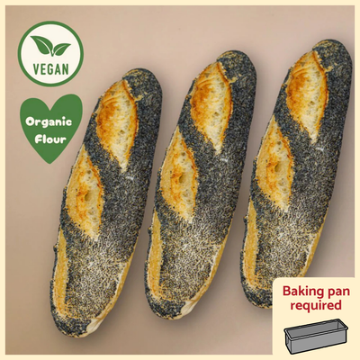Pack de 3 baguettes aux graines de pavot au levain