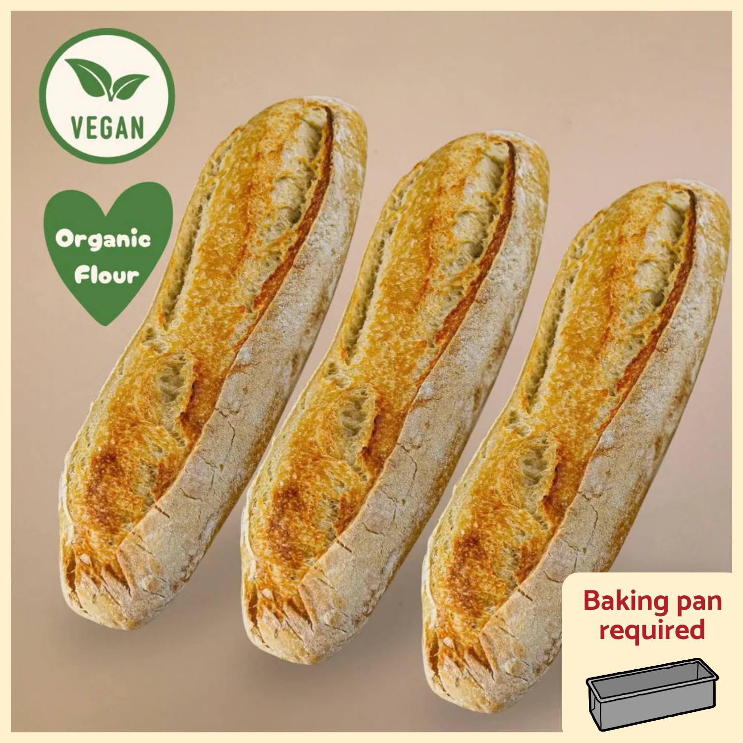 Pack de 3 baguettes traditionnelles au levain